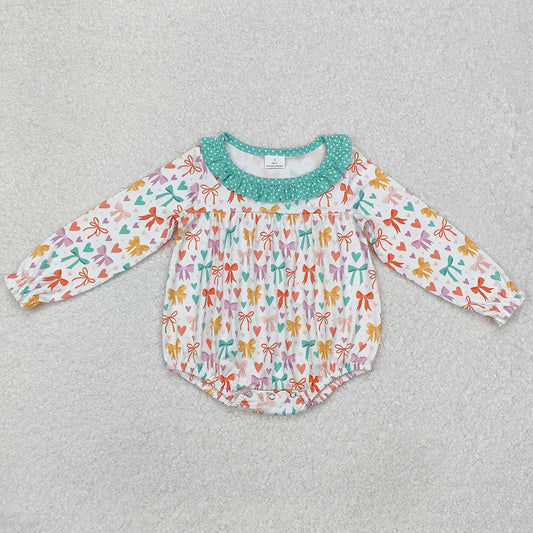 Baby Infant Girls Rompers Colorful Long Sleeve Bows Ruffle Rompers LR2066
