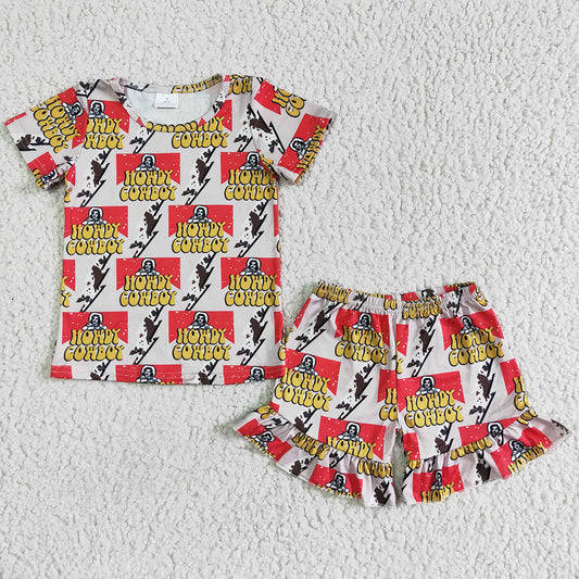 Boutique Baby Girl Clothes Short Sleeve Ruffle Shorts Outfits Western Style Girls Summer Clothing GSSO0119