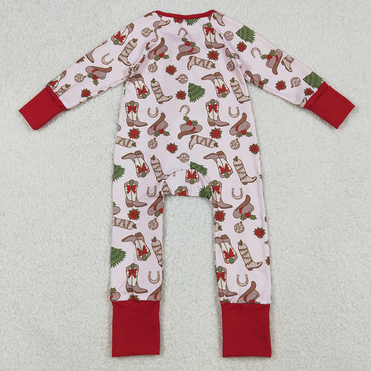 Baby Girls Holly Boots Christmas Zipper Footie Rompers LR2584 9.13