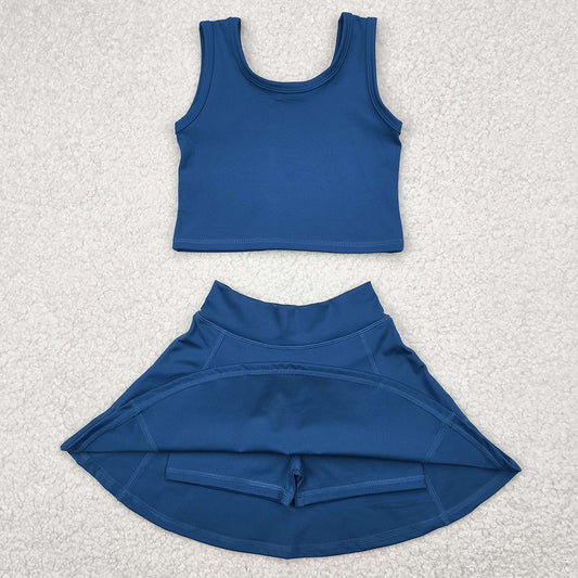 Baby Girls Clothes Blue Vest Top Sports Skorts Skirts Sets GSD1986 4.22