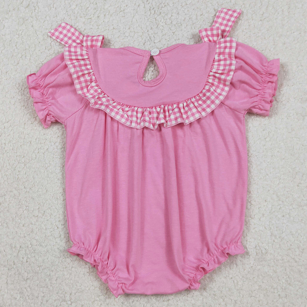 Baby Girls Rompers Smocked Crosses Bows Short Sleeve Easter Ruffle Rompers SR3250 1.5