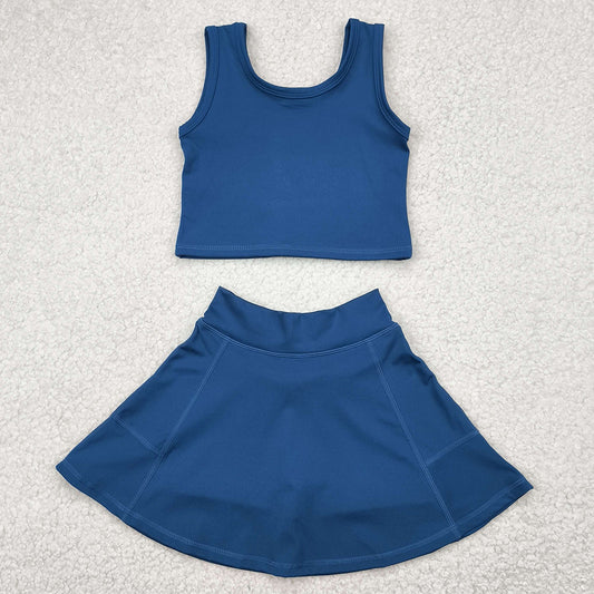 Baby Girls Clothes Blue Vest Top Sports Skorts Skirts Sets GSD1986 4.22