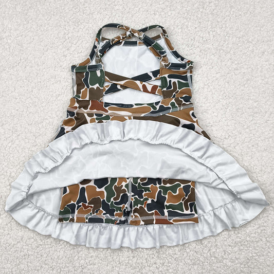 Baby Girls Dress Strap Camo Yoga Ruffle Knee Length Dresses GSD2309 4.21
