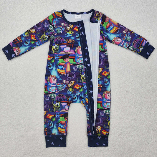 Baby Infant Boys Rompers Cartoon Purple Zip Rompers LR2164