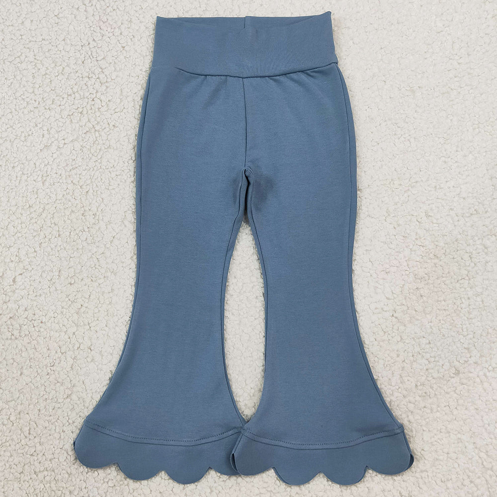 Baby Girls Pants Grey Blue Scallop Flare Pants Bottom P1077