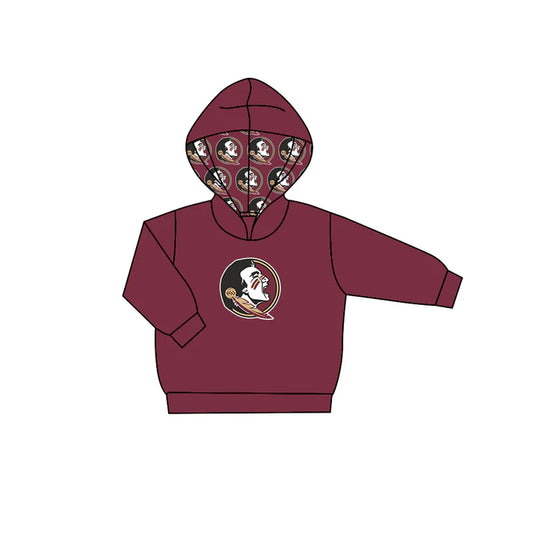 Preorder (moq 5)Baby Boys Dark Red Long Sleeves Fur FSU Team Hoodies Top 7.21