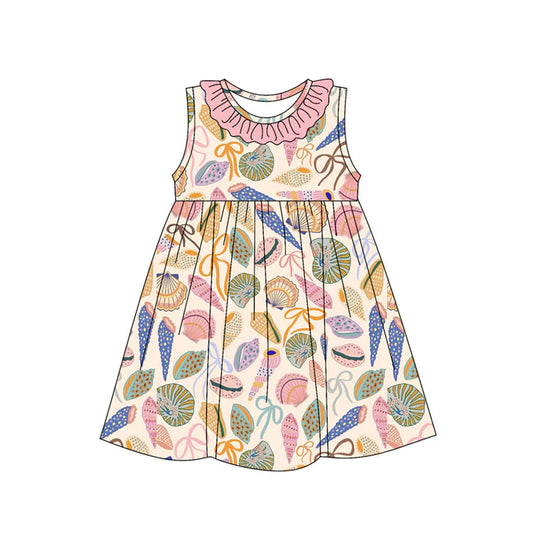 Preorder (moq 5)Baby Girls Sleeveless Colorful Bows Shell Knee Length Dress 5.14
