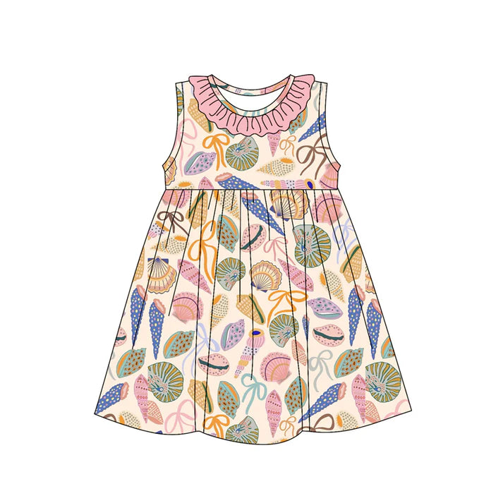 Preorder (moq 5)Baby Girls Sleeveless Colorful Bows Shell Knee Length Dress 4.26