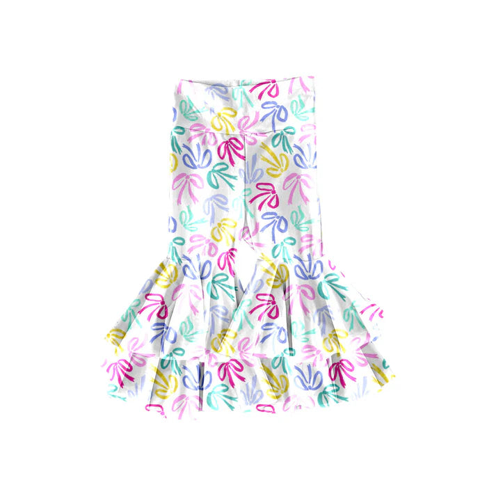 Preorder(moq 5) Baby Girls Colorful Bows Ruffle Bell Bottom Pants 11.14