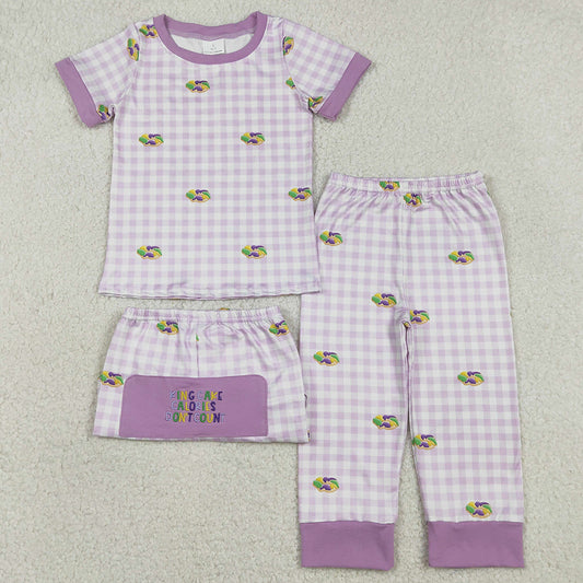 Baby Boys Pajamas Embroidery King Cake Mardigras Donuts Checked Pants Pajamas Sets BSPO0630 12.31