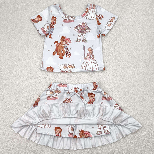 Baby Girls Clothes Cartoon Stars Top Skirts Skort Sets GSD2359 4.9