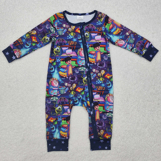 Baby Infant Boys Rompers Cartoon Purple Zip Rompers LR2164