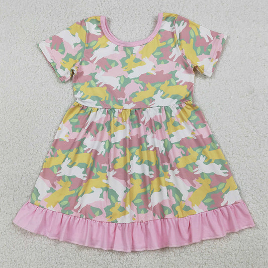 Baby Girls Dress Rabbits Camo Easter Ruffle Knee Length Dresses GSD3286 1.5