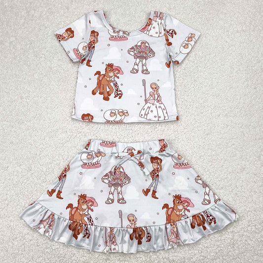 Baby Girls Clothes Cartoon Stars Top Skirts Skort Sets GSD2359 4.9