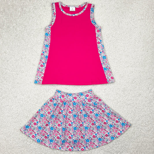 Baby Girls Clothes Pink Tunic Top Flowers Skorts Skirts Clothes Sets GSD1926 4.9