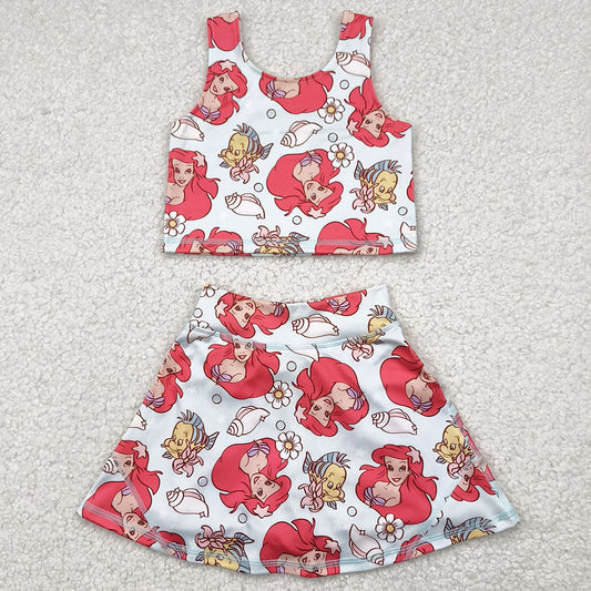 Baby Girls Clothes Sleeveless Cartoon Top Skort Yoga Sets GSD2354 4.22