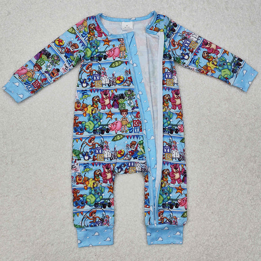 Baby Infant Boys Rompers Blue Cartoon Zip Rompers LR2163