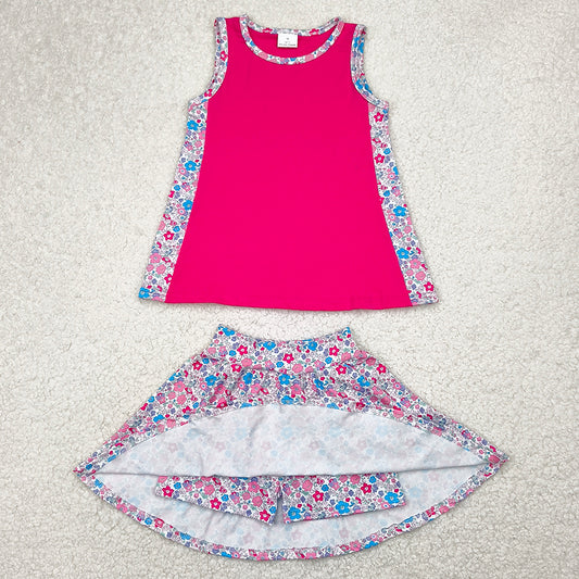 Baby Girls Clothes Pink Tunic Top Flowers Skorts Skirts Clothes Sets GSD1926 4.9
