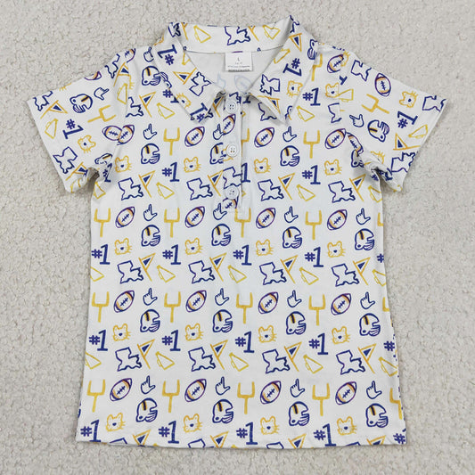 Baby Boys Clothes Short Sleeve Footballs Team Button Polo Shirts Top BT1763