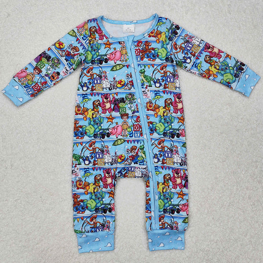Baby Infant Boys Rompers Blue Cartoon Zip Rompers LR2163