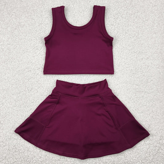 Baby Girls Dress Wine Vest Top Sports Skorts Clothes Sets GSD1981 4.22