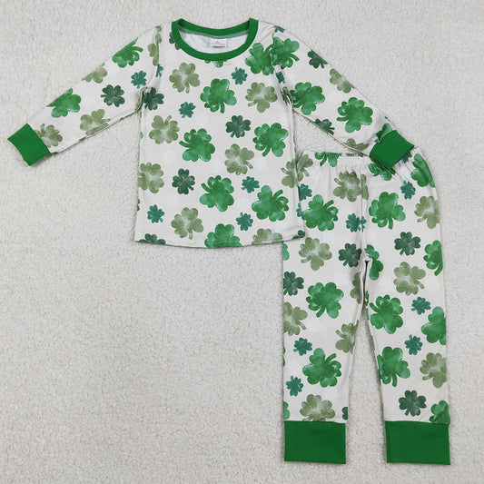 Baby Girls Pajamas Green Clovers Top Pant St Patrick Pajamas Sets GLP2988 12.9