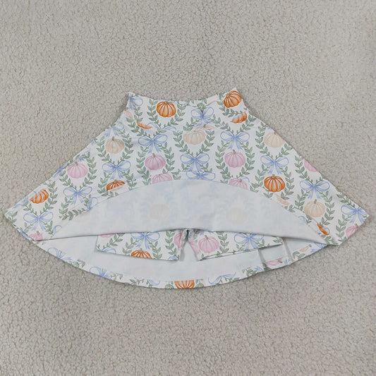 Baby Girls Skirts Colorful Pumpkins Bows Checked Fall Yoga Active Skirt Shorts Bottom GLK0317