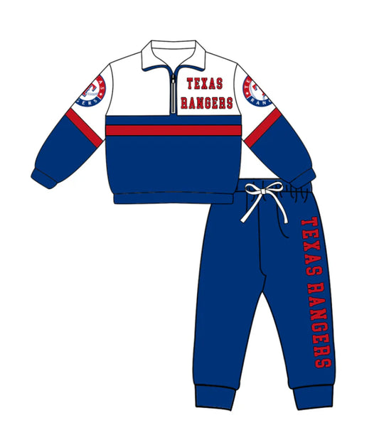 Preorder (moq 5)Baby Boys Houston Zipper Pullover Jogger Pants Team Clothes Set 1.7