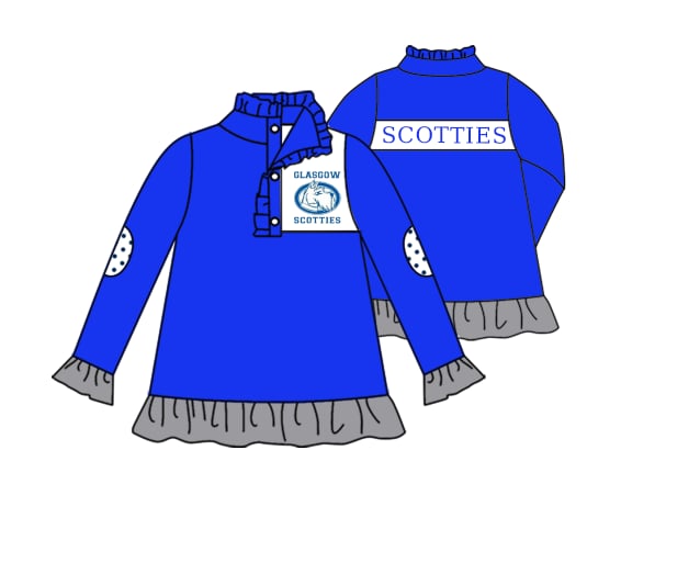 Preorder moq 5 Baby Girls Clothes Blue Long Sleeve Tops Zip Pullovers Tops