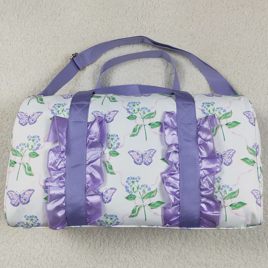 Kids Children Girls Bags Lavender Ruffle Butterfly Floral Print Gym Duffle Bags BA0293 4.21