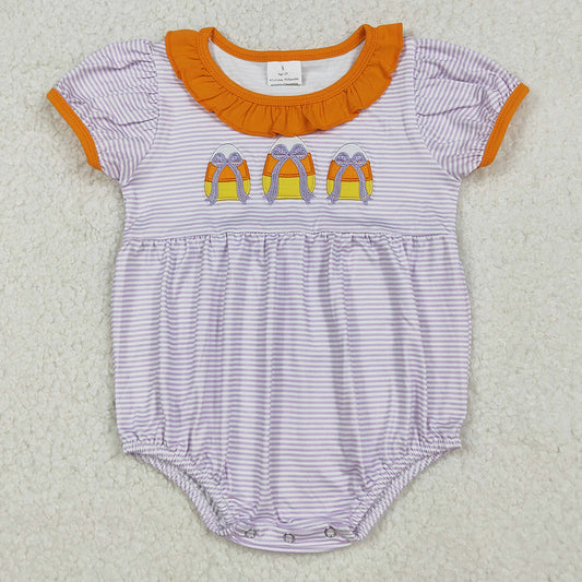 Baby Girls Rompers Lavender Stripe Bows Candy Embroidery Halloween Rompers SR3202 9.13