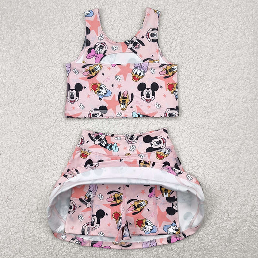 Baby Girls Clothes Sleeveless Cartoon Ducks Top Skorts Yoga Sets GSD2332 4.22