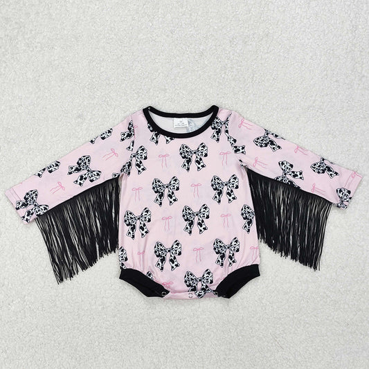 Baby Infant Girls Rompers Pink Cow Bows Western Tassel Rompers LR1824 3.10