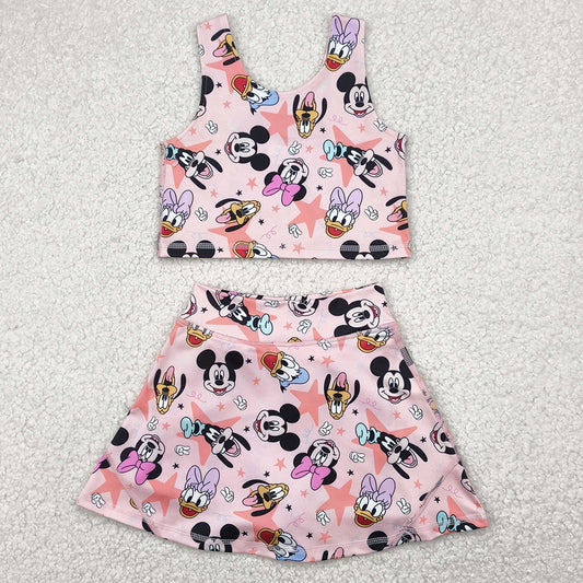 Baby Girls Clothes Sleeveless Cartoon Ducks Top Skorts Yoga Sets GSD2332 4.22