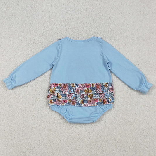 Baby Girls Rompers Floral Embroidery Pumpkins Halloween Ruffle Rompers LR2441 9.13