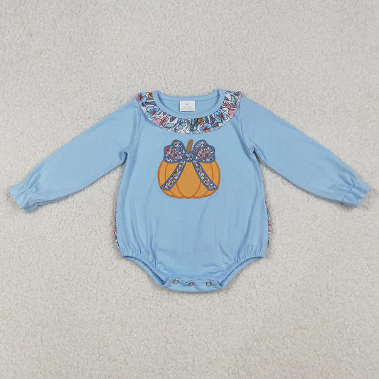 Baby Girls Rompers Floral Embroidery Pumpkins Halloween Ruffle Rompers LR2441 9.13