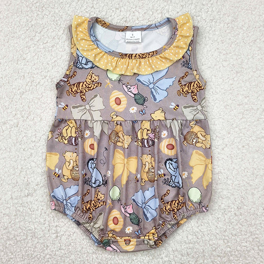 Baby Infant Girls Rompers Sleeveless Cartoon Pigs Tigers Ruffle Rompers SR2963 4.9