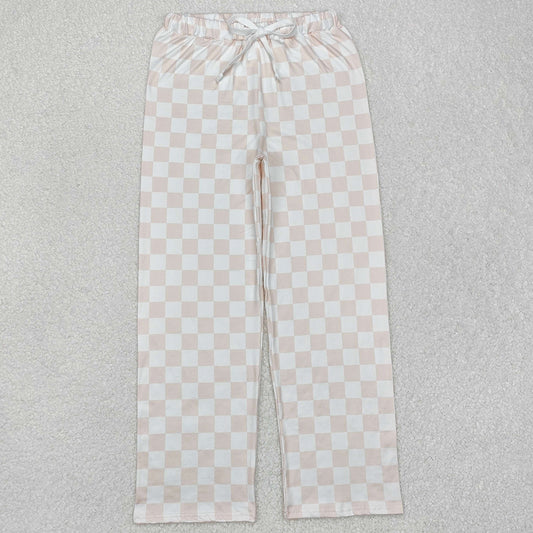 Adult Women Pants Pink Checkered Bottom Pants P0730
