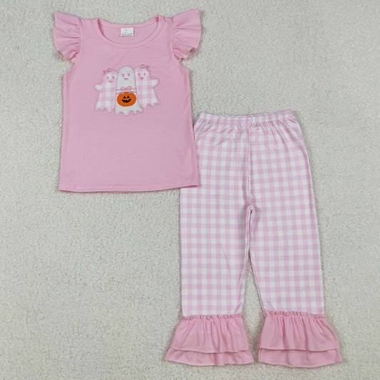 Baby Girls Clothes Halloween Ghosts Pumpkins Embroidery Top Pants Sibling Sets BSPO0581 GSPO2058 9.13