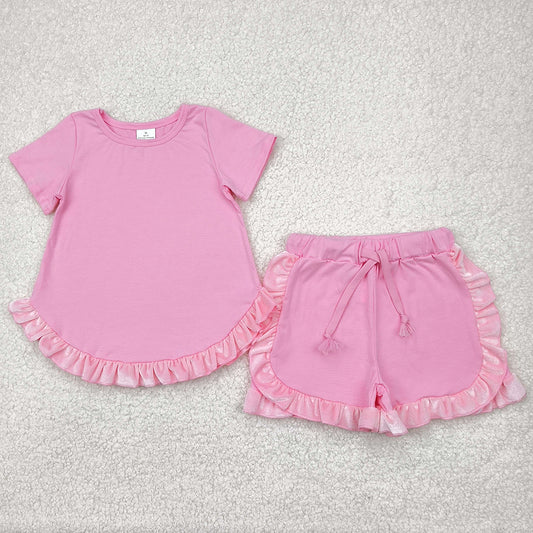 Baby Girls Clothes Pink Cotton Top Ruffle Shorts Clothes Sets GSSO2181 4.10