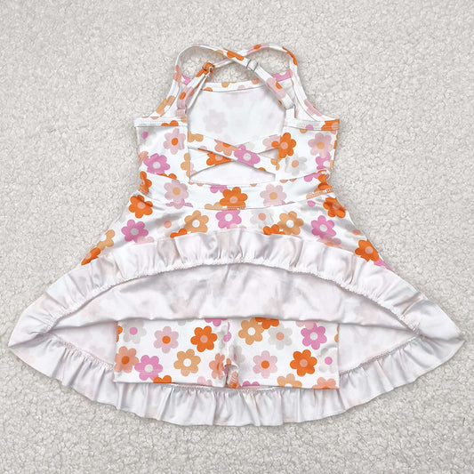 Baby Girls Dress Strap Colorful Daisy Yoga Ruffle Knee Length Dresses GSD2282 4.22