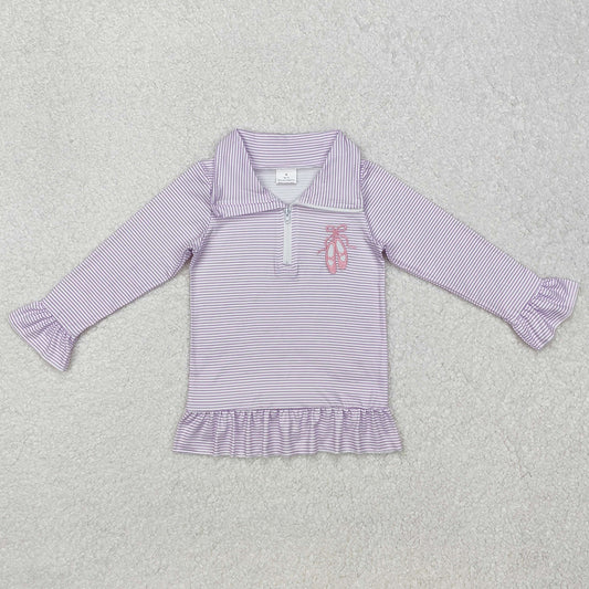Baby Girls Clothes Tops Lavender Dance Shoes Long Sleeve Zip Pullovers Tops GT0887