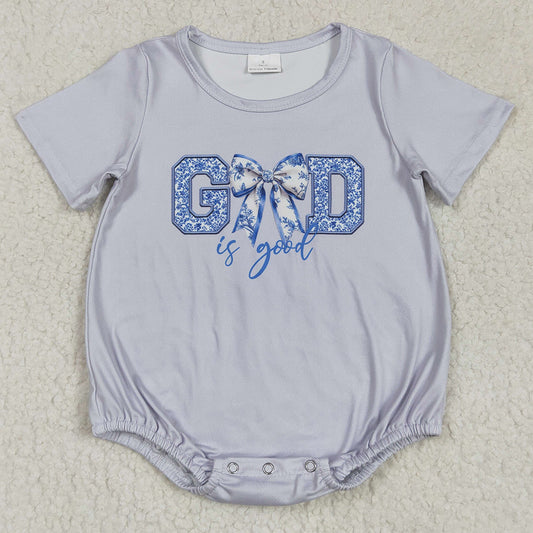 Baby Infant Girls Rompers Grey God Is Good Bow Rompers SR2772 4.21