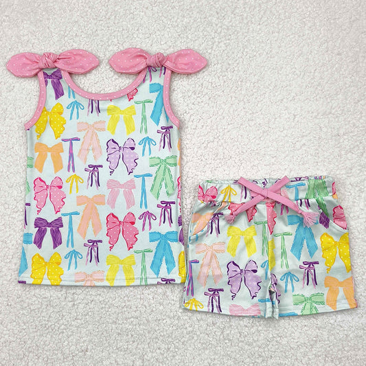 Baby Girls Clothes Colorful Bows Shirt Top Shorts Sets GSSO2188 4.21
