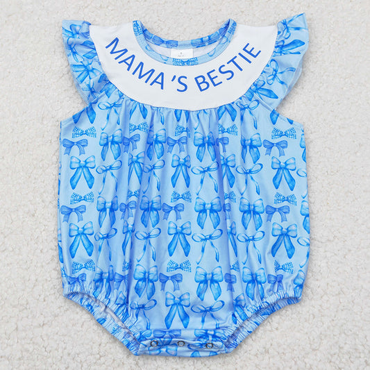 Baby Girls Rompers Blue Mama's Bestie Bows Ruffle Rompers SR3039 4.21