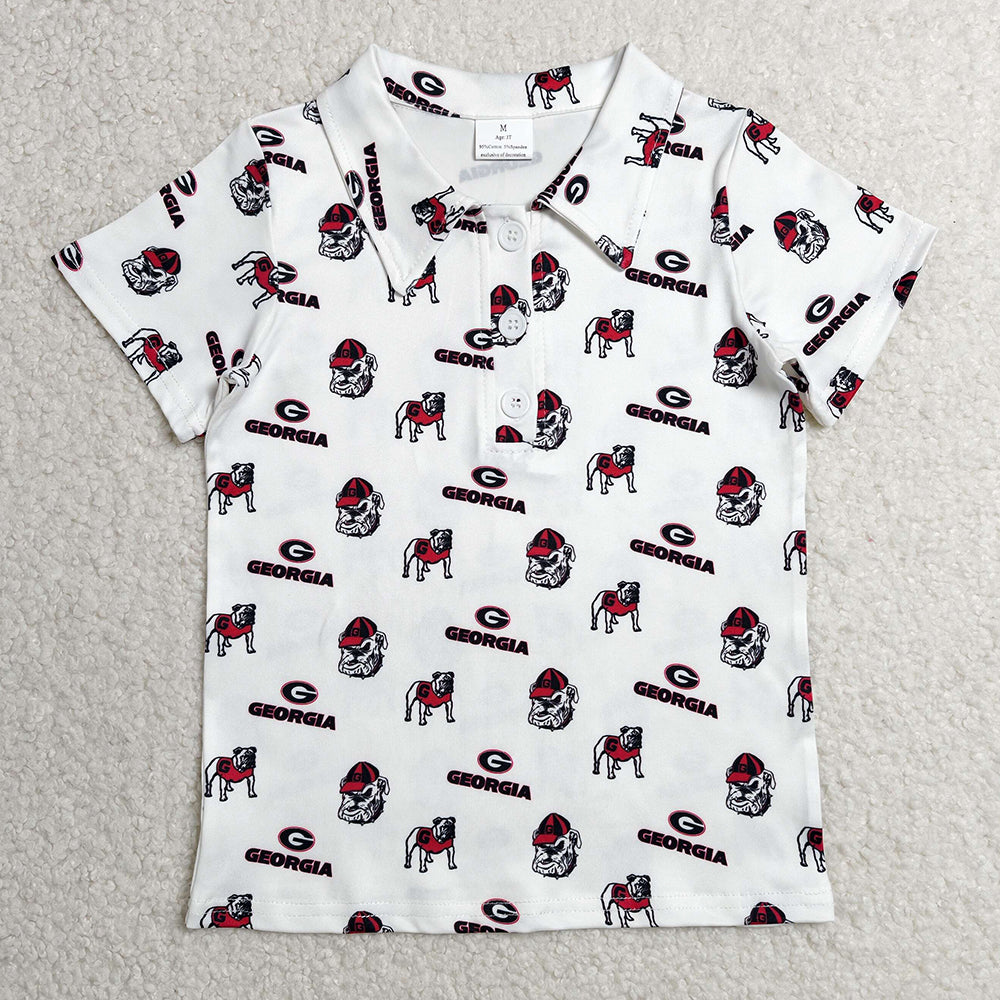 Baby Boys Clothes Short Sleeve Georgia Team Button Polo Shirts Top BT1756