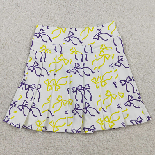 Baby Girls Skirts Purple Yellow Bows Yoga Active Pleated Skirt Shorts Bottom GLK0212