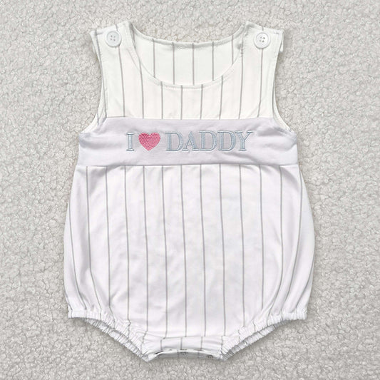 Embroidery Baby Infant Boys Rompers Sleeveless I LOVE DADDY Stripe Rompers SR2947 4.22