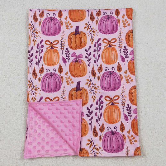 Baby Kids Blankets Hot Pink Bows Pumpkins Plaid Fall Blankets BL0216 9.20