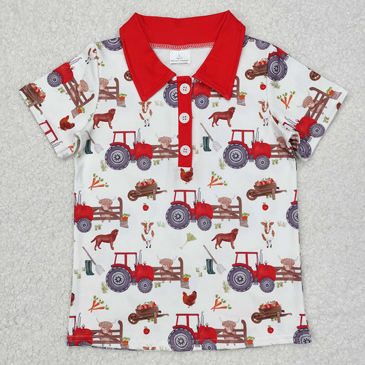 Baby Boys T-shirts Farm Trucks Short Sleeve Tee Shirts Tops BT1043